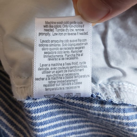 NOWADAYS Skinny Mid Rise Stretch Pinstripe Blue/White Girls Pants Size 14 - Picture 15 of 16